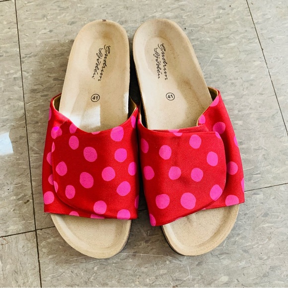 Gundrum Sjoden Red Polka Dot Women's Slide Sandals size 41 - Picture 3 of 7